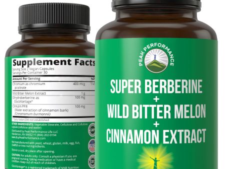 4-In-1 Glucovantage Super Berberine + Wild Bitter Melon + Chromium + Cinnulin (Cinnamon Extract) Hot on Sale