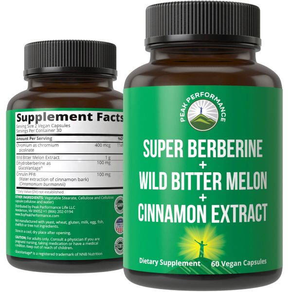 4-In-1 Glucovantage Super Berberine + Wild Bitter Melon + Chromium + Cinnulin (Cinnamon Extract) Hot on Sale