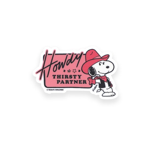 Snoopy Sticker – Howdy Thirsty Snoopy (Pink) For Sale